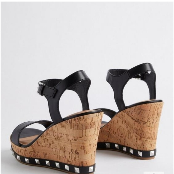 Torrid Cork Silver Studded Adjustable Strap Open Toe Platform Wedge Size 9WW - Picture 4 of 11